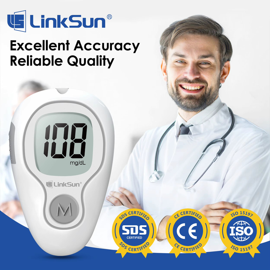 LinkSun Blutzuckermessgerät Glukometer Komplettset in Weiß - Bild 2