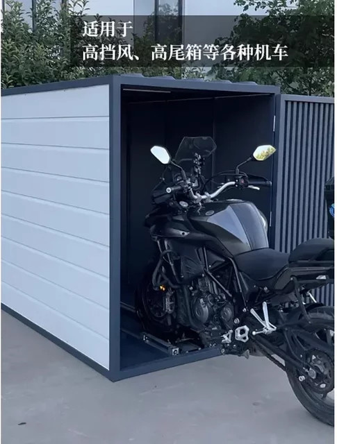 ZUIDID Motorradgarage grau, wetterfester Unterstand mit Diebstahlschutz und Sonnenschutz, B/T/H: 260 x 180 x 128 cm - Bild 1