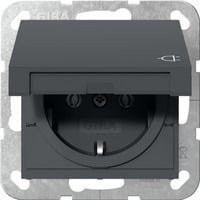 Gira Steckdoseneinsatz System 55 mit Deckel in Anthrazit - Bild 1