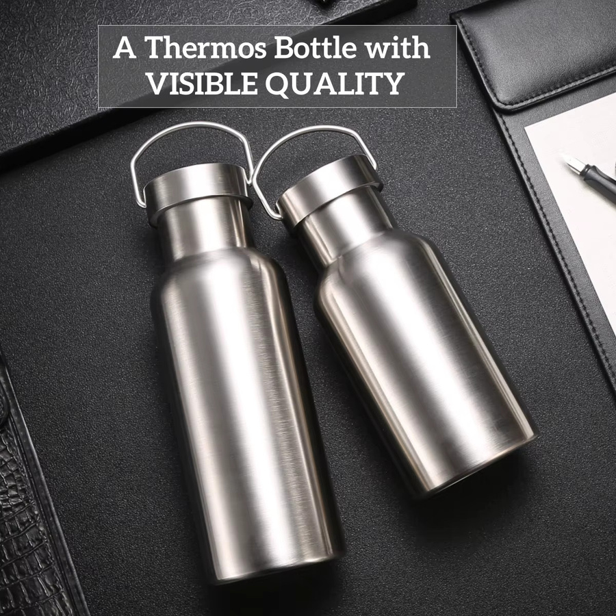 Leno Edelstahl-Thermos-Wasserflasche in Silber, auslaufsicher und doppelwandig, 350 ml - Bild 4