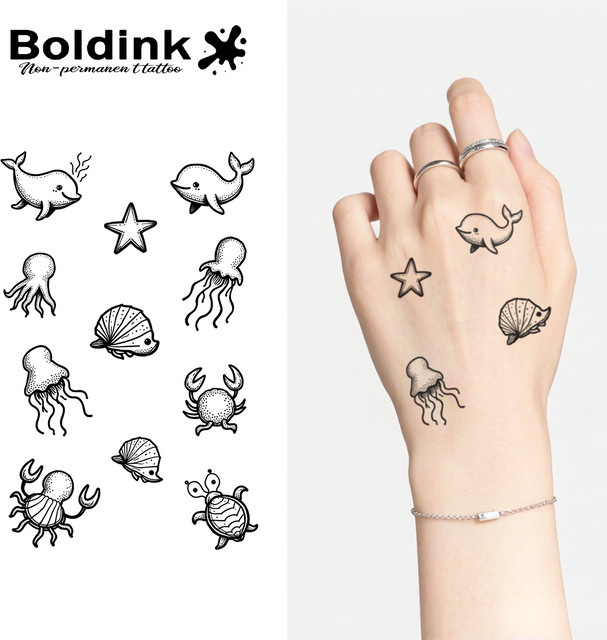 BOLDINK Ocean Marine Life Tattoo-Aufkleber, Unisex - Bild 1