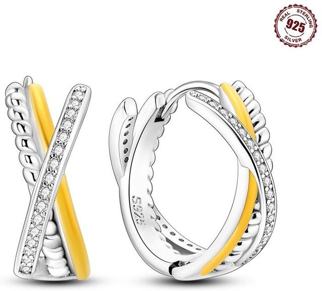 Creolen 925 Silber, Zirkonia, bunt, quadratisch, Damen - Bild 1