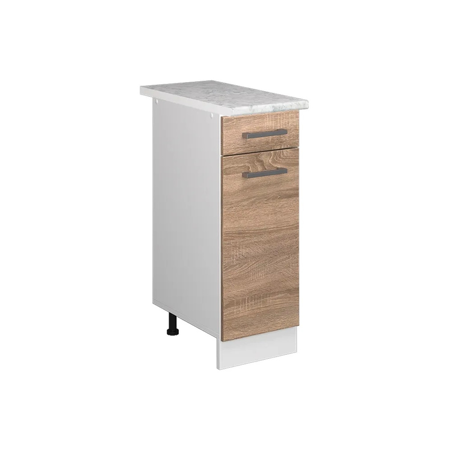 Vicco Küchenunterschrank R-Line mit Schubladen und Tür in Weiß Sonoma mit Marmor-Arbeitsplatte, Breite: 30 cm, Tiefe: 30 cm, Höhe: 81,6 cm - Bild 3