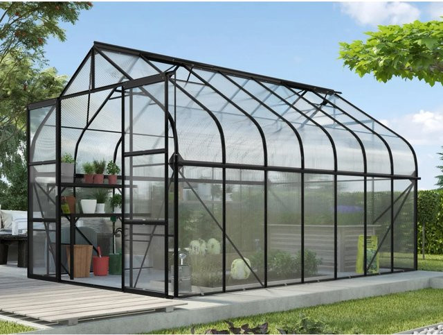 Vitavia Gewächshaus Diana 11500 Schwarz mit Polycarbonat-Dach und Aluminiumrahmen für die Pflanzenzucht - Bild 3