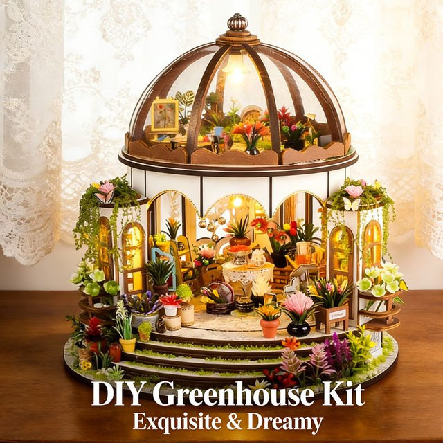 zuuton Hölzernes DIY Miniatur-Puppenhaus, 3D-Puzzle-Modell Bausatz, Holz - Bild 1