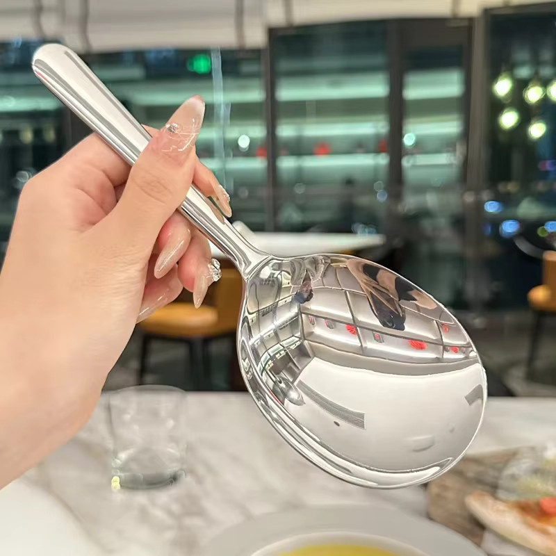 XMSJ Servierlöffel aus Edelstahl in Silber für Suppen und Reis - Bild 4