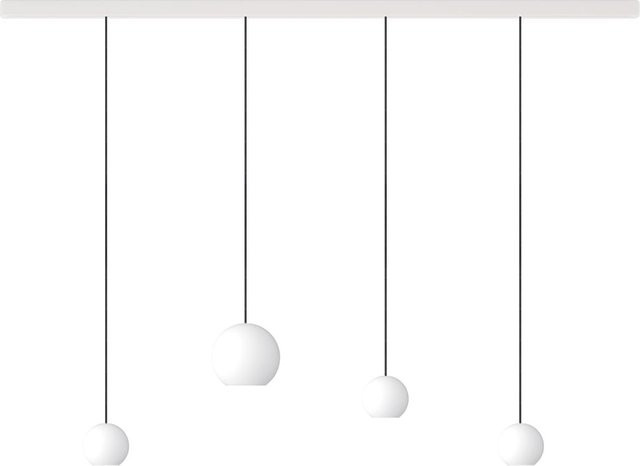 KOMOT KOS Quattro SL LED-Pendelleuchte mit Schiene 200 cm in Weiß und Schwarz mit mundgeblasenem Opalglas und Tunable White (2200K - 4200K) - Bild 1