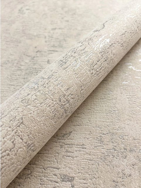 Newroom Vliestapete Versum Beige Unifarbe Modern FSC mit Silberakzenten - Bild 1