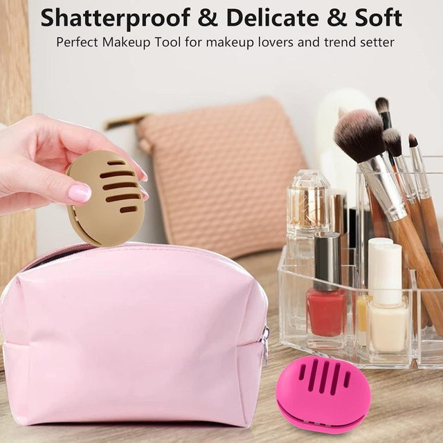 DIYelecs Aufbewahrungstasche für Beauty-Eier mit doppelseitigem Streifenmuster in Beige - Bild 1