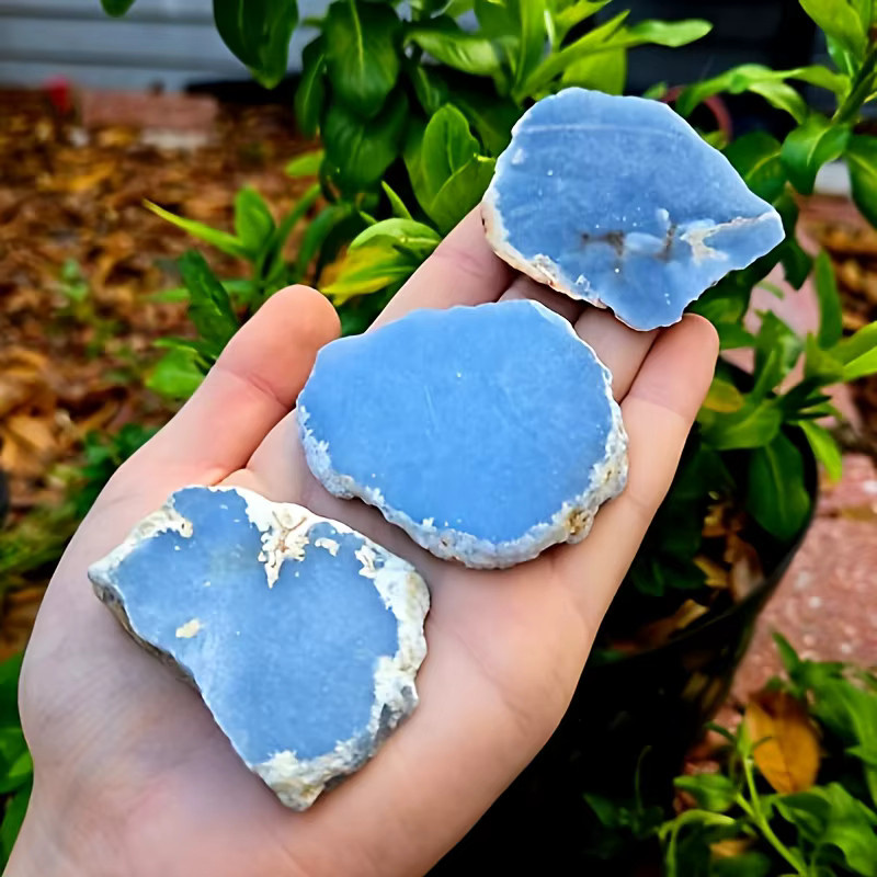 Angelit-Rohstein-Scheibe von CrystalHola in Blau, runder Kunstkristall für Schmuck und Dekoration - Bild 5