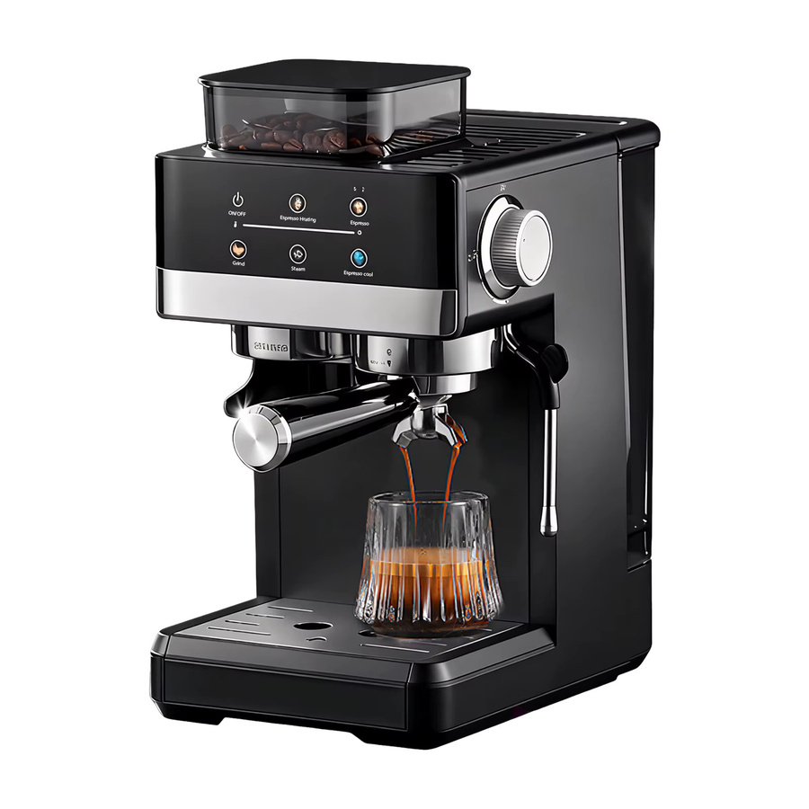 Aiorber Espressomaschine mit integriertem Mahlwerk in Schwarz, 20 Bar, 1350W, Dual-Extraktion mit Touchscreen und 1,8 l Wassertank - Bild 7