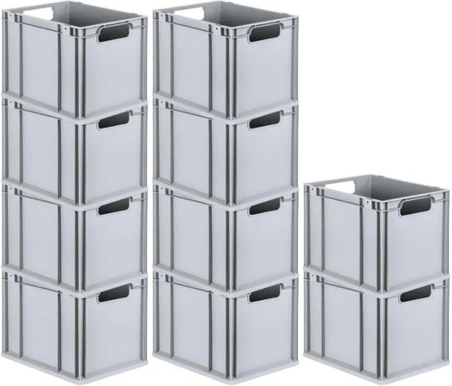 PROREGAL Spar Set 10x Eurobox Nextgen Economy Transportboxen mit offenen Griffen, Grau, H x B x T: 32 x 30 x 40 cm, 30 Liter - Bild 1