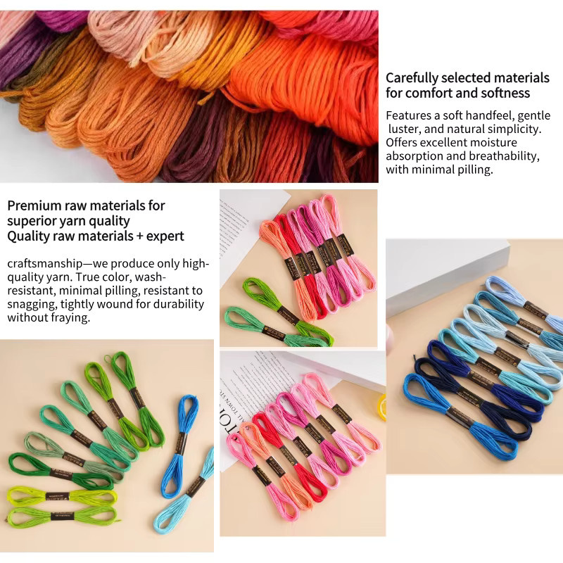 Mehrfarbiges Stickgarn-Set aus Baumwolle mit 100 bis 447 Teilen für Kreuzstich und DIY-Stickereien inklusive Nadeln - Bild 2