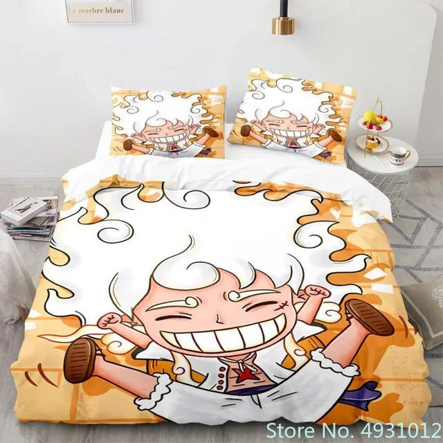 One Piece Anime Bettwäsche Set Nika Luffy Gear 5 mit Bettbezug und Kissenbezug, Mehrfarbig, Breite: 150 cm, Länge: 200 cm - Bild 1