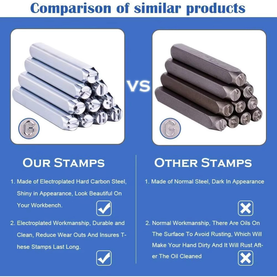 Design Stempel Stanzstempel aus galvanisiertem Hartkohlenstoffstahl in Silber für Metall, Schmuck, Leder und Holz - Bild 2
