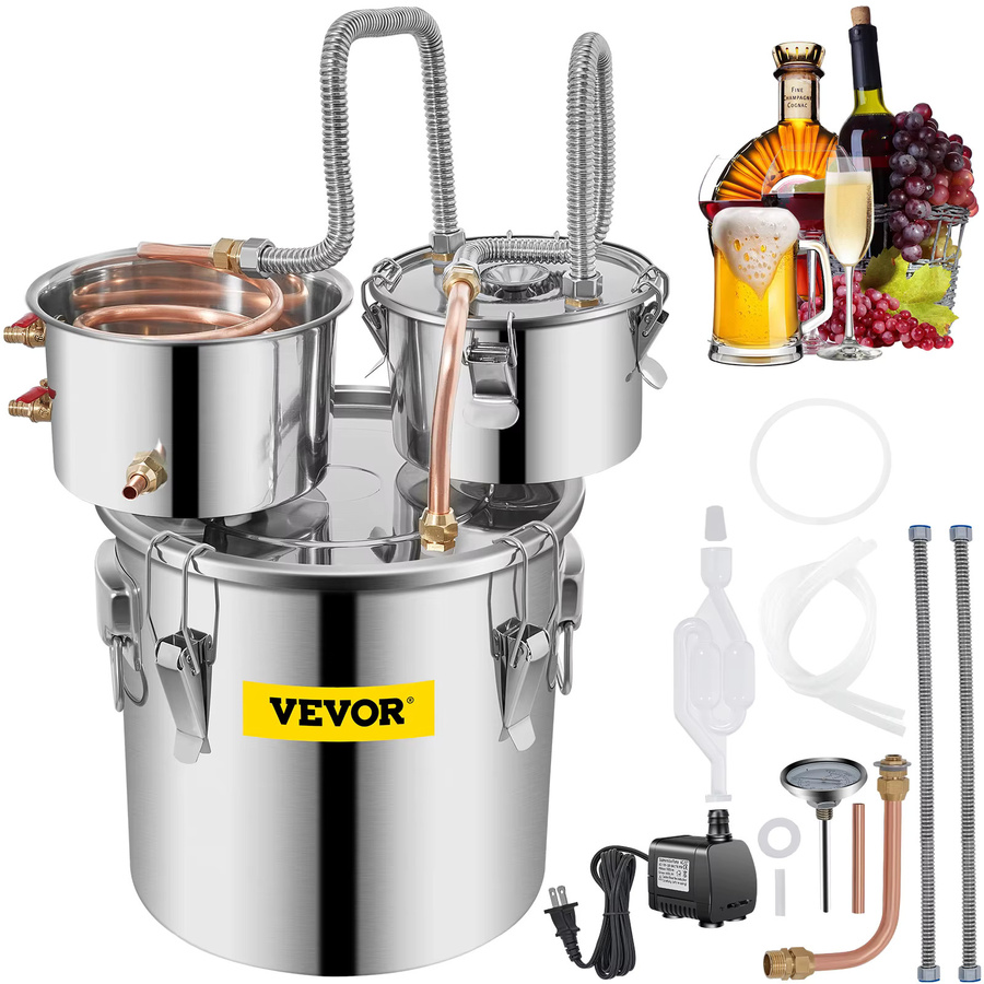 SucceBuy Alkoholbrühdestilliergerät aus Edelstahl für Whiskey, Bier und Brandy, Farbe: Silber - Bild 1