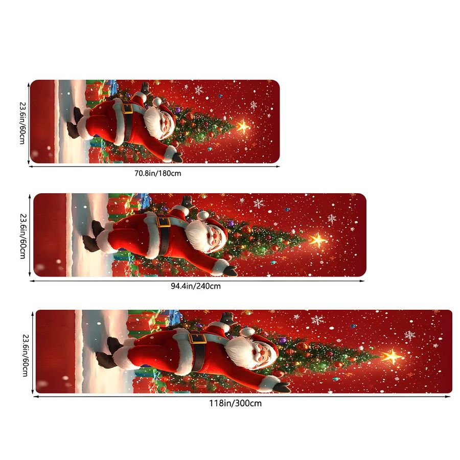 VIKAMA Weihnachtsteppich in Rot als festlicher Küchenteppich, Fußmatte oder Läufer für Wohnzimmer und Schlafzimmer - Bild 4