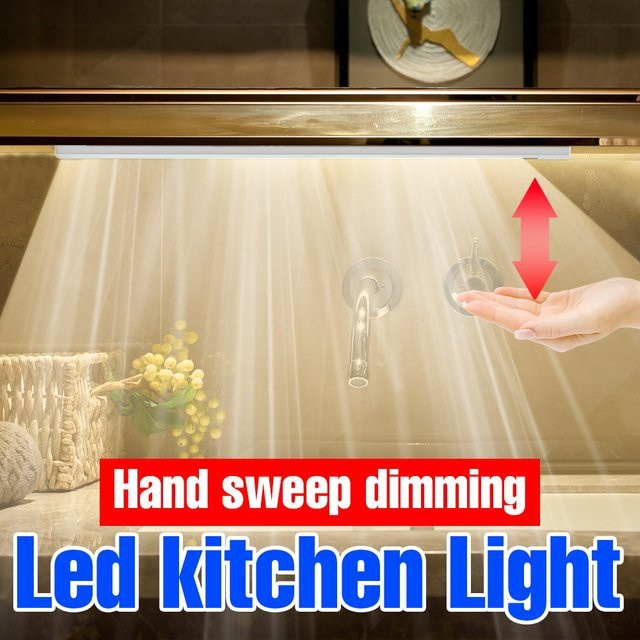CanLing LED Unterbauleuchte mit Hand-Wisch-Sensor und USB-Anschluss für Küche und Schrank, Weiß - Bild 1