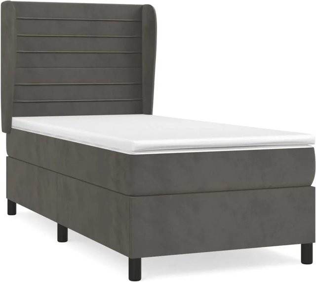 vidaXL Boxspringbett mit Matratze Dunkelgrau B/T/H: 80 x 200 x 118 cm Samt Hybrid-Design mit Taschenfederkern - Bild 1
