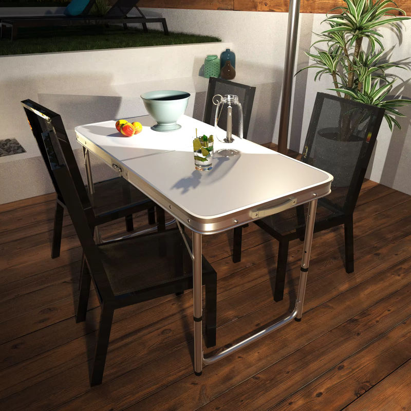 EFAN Aluminium-Campingtisch in Weiß, tragbarer Klapptisch für Picknick, Laptop oder Heimbüro, B/T/H: 120 x 60 x 70 cm - Bild 5