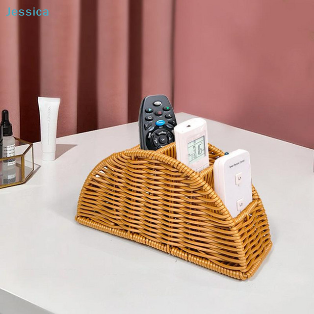 Jessica Gewebter Fernbedienungs-Organizer in Braun mit 4 Fächern aus Rattan - Bild 1