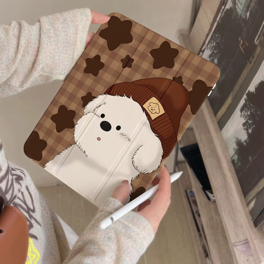 Samsung Tablet Schutzhülle mit Brown-hatted Bear Design für Tab A9 A11 Plus S9 Plus S9 FE Plus S10 Plus S7 Plus S8 Plus A8 S7 FE S6 Lite in Braun - Bild 3