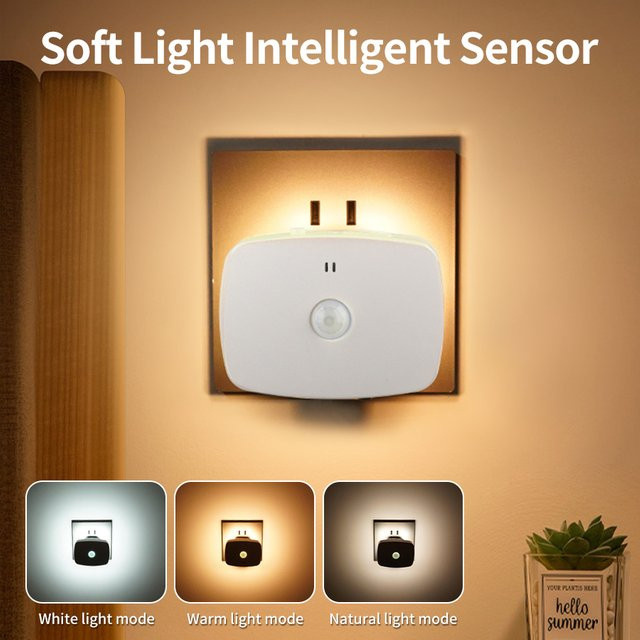 AVACOM LED Nachtlicht mit Bewegungsmelder, dimmbar und 3-farbig, Plug-in Modell in Weiß - Bild 1