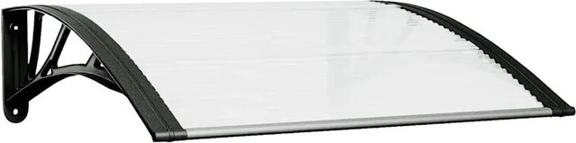 vidaXL Türvordach aus Polycarbonat in Schwarz und Transparent, B: 80 cm, T: 75 cm - Bild 1