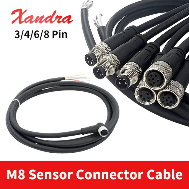 DIVEDEER M8 Luftfahrtstecker Wasserdichter Sensor-Verbinder mit 2 Meter Kabel in Schwarz - Bild 1