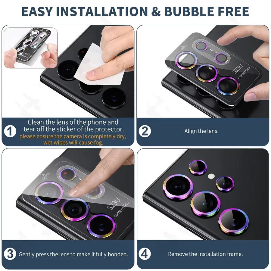 Kameraobjektivschutz aus Titanlegierung und gehärtetem Glas für Samsung Galaxy S25 Ultra, S26 Ultra, S24, S23 und S22 Ultra in Purple und Multicolour - Bild 4