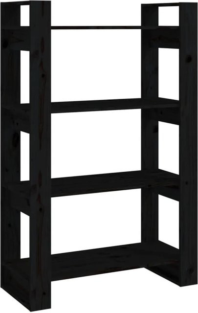 vidaXL Bücherregal und Raumteiler aus Massivholz Kiefer in Schwarz, B/T/H: 80 x 35 x 125 cm - Bild 1
