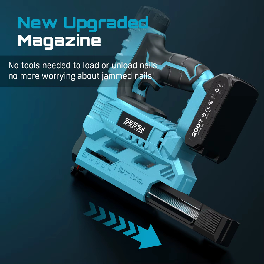 SEESII 2-in-1 Akku-Nagelpistole und Tacker in Blau mit 18 Gauge Brad Nailer und 2.0 Akku für Holzbearbeitung und Möbelrenovierung - Bild 6