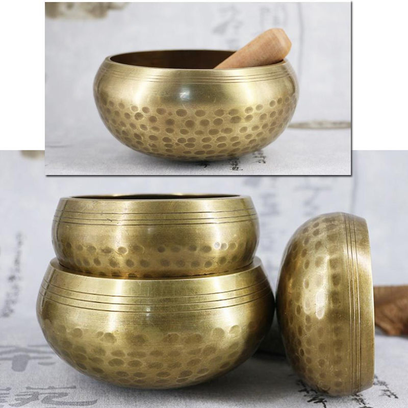 Tibetisch-buddhistische Klangschale aus Messing von TOMTOP JMS in Gold für Meditation und Yoga inklusive Schlagstab, Durchmesser: 15,5 cm - Bild 2