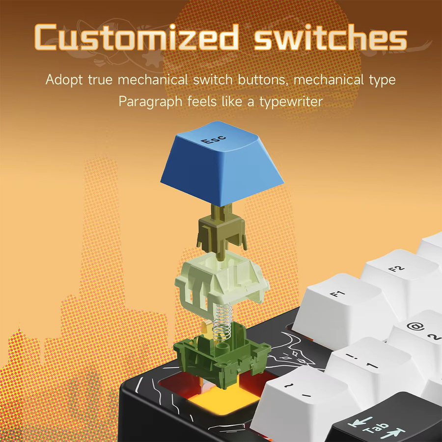 AJAZZ AK35I V4 Mechanische Tastatur mit Avocado Switch und Multicolour Keycaps im Blitzmotiv mit Display und Dreifach-Modus - Bild 3