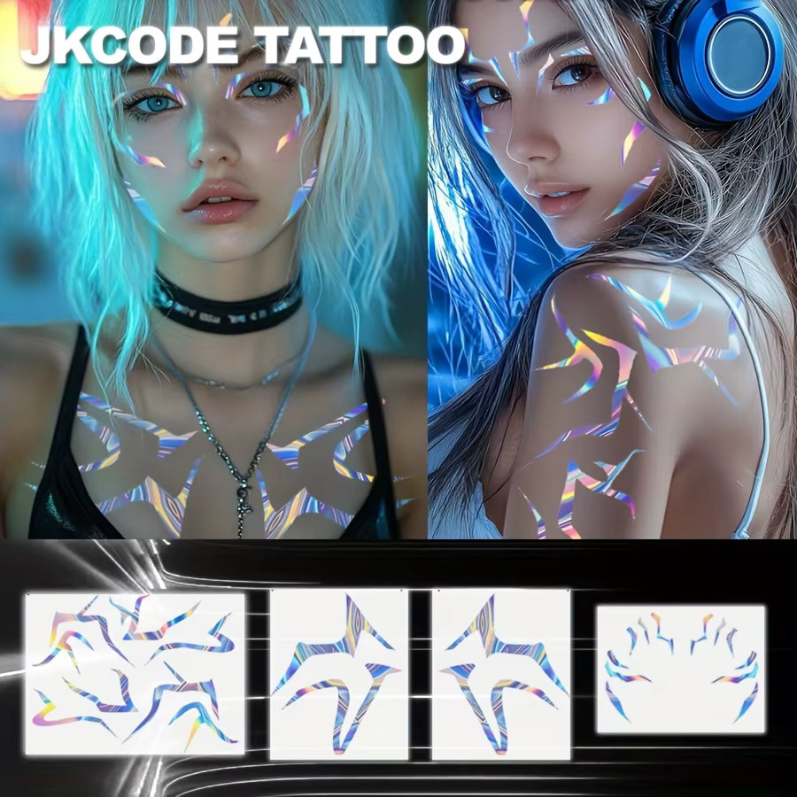 JKCODE TATTOO Holographische Temporäre Tattoos, Wasserfest - Bild 3