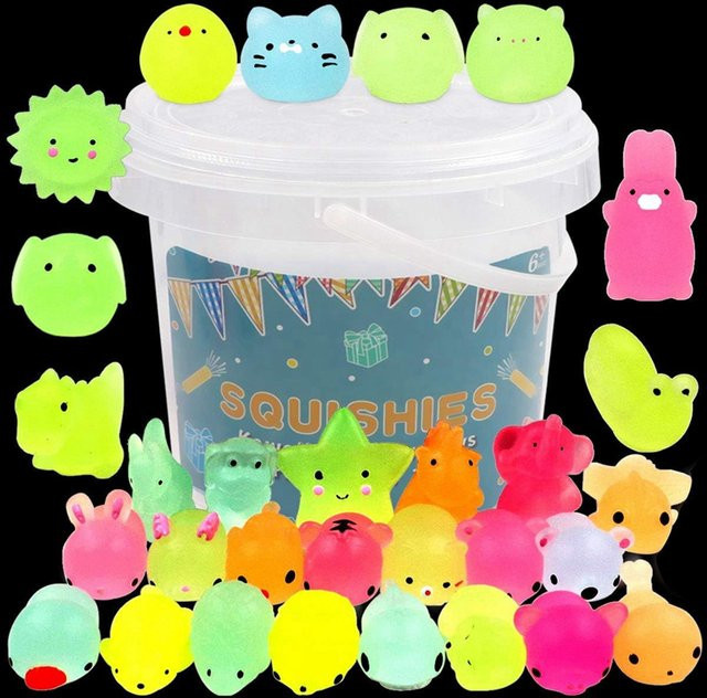 JK-ZMM Kawaii-Tiere Mochi-Squishy-Spielzeug, leuchtet im Dunkeln, 12/36 Stück - Bild 1