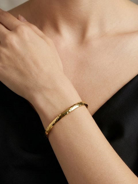 Armband Edelstahl, 18K Goldbeschichtung, rautenförmige Oberfläche - Bild 1