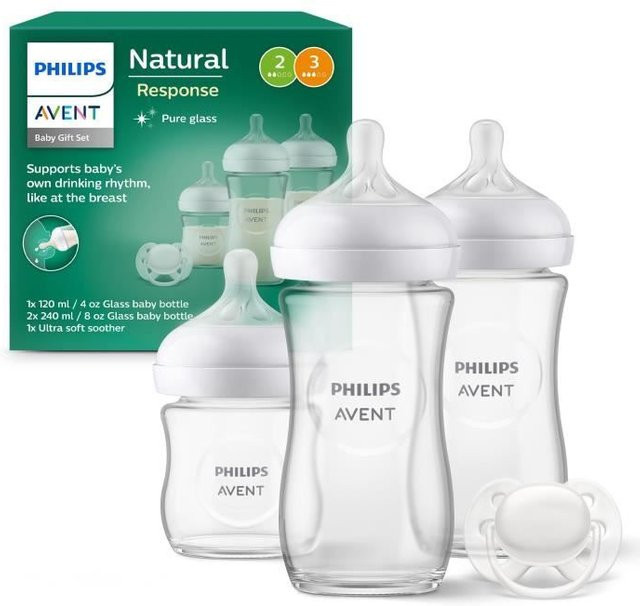 Philips Avent Natural Response Neugeborenen-Set aus Glas mit Schnullern, weiß/transparent, 4-teilig - Bild 1