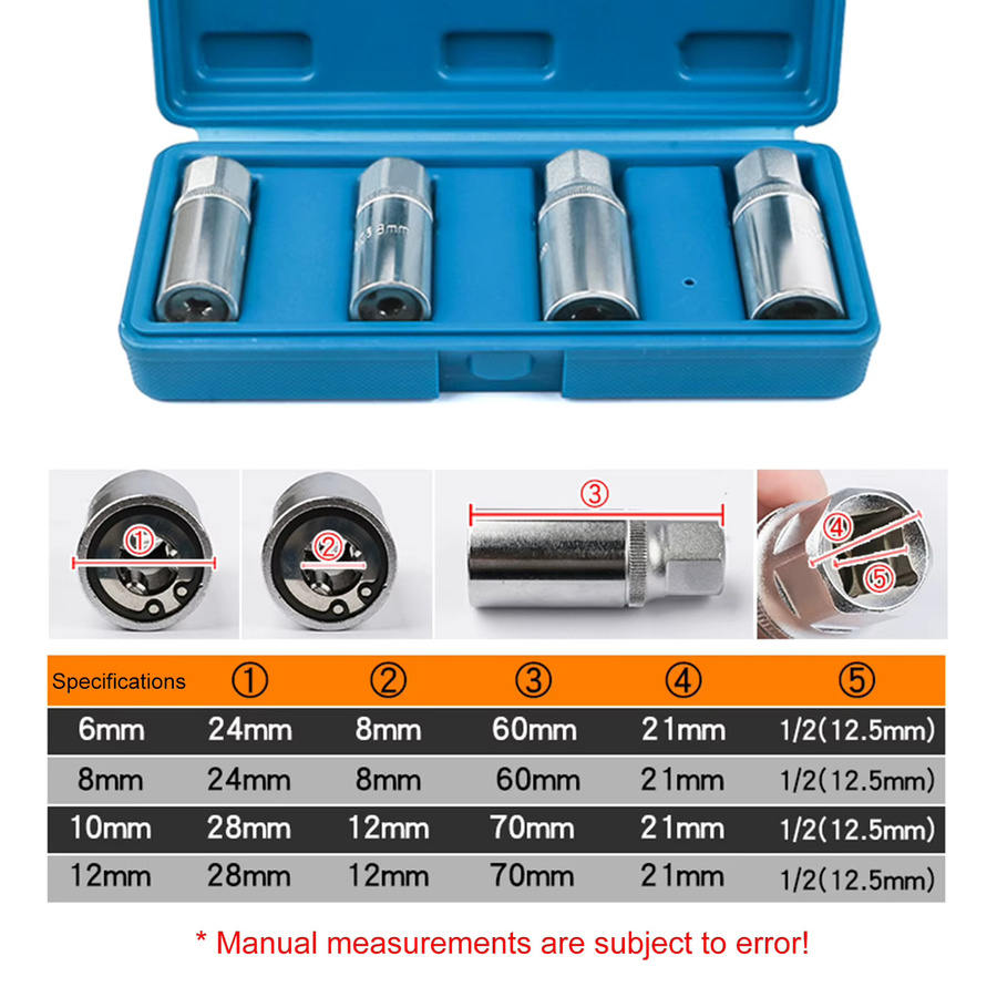 Geevorks 4-teiliges Bolzenausdreher-Set in Silber zum Entfernen gebrochener Bolzen mit 12,5 mm Vierkantantrieb - Bild 2