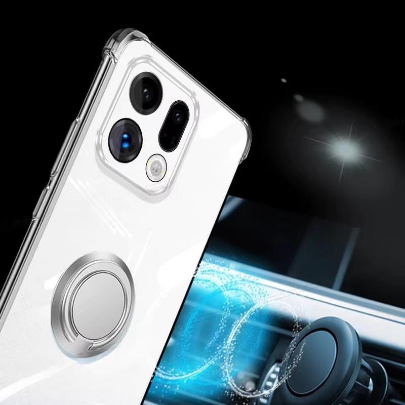 Transparente Silikon-Schutzhülle mit magnetischem Ringhalter für OPPO Find X9 Pro und OPPO Find X9, stoßfeste Airbag-Hülle - Bild 3