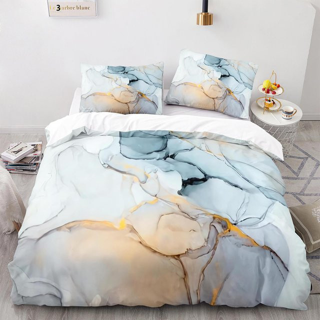 Bettwäsche-Set Binchi Outdoor Product mit abstrakter Marmortextur in Weißgold, Material Polyester, B/H: 240 x 220 cm - Bild 1