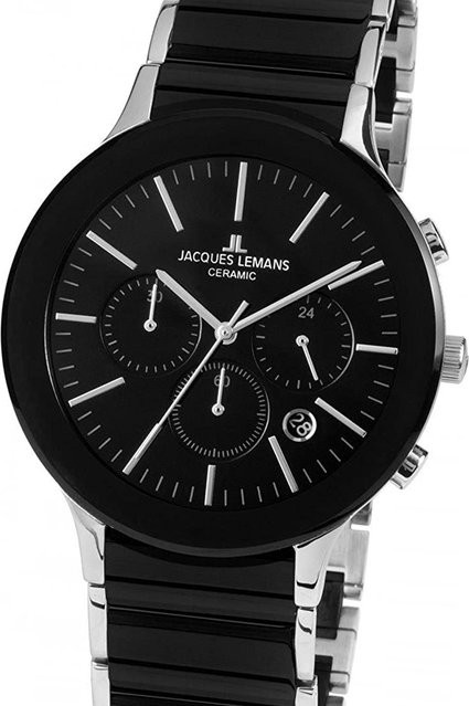Jacques Lemans Chronograph, Keramik, Schwarz, Quarz, 42 mm, Herren - Bild 1