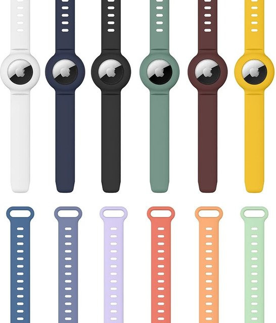 NMEGOU Silikonarmband für Apple AirTag in Weiß als Anti-Verlust-Schutzhülle für Kinder - Bild 1