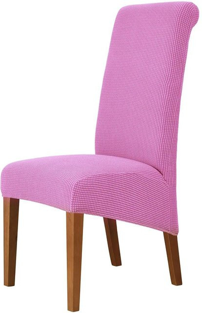 Stuhlhusse von Bestbags aus Jacquard-Maisflanell in Pink, elastische Husse für Esszimmer und Büro, Größe M (45-58 cm) - Bild 1