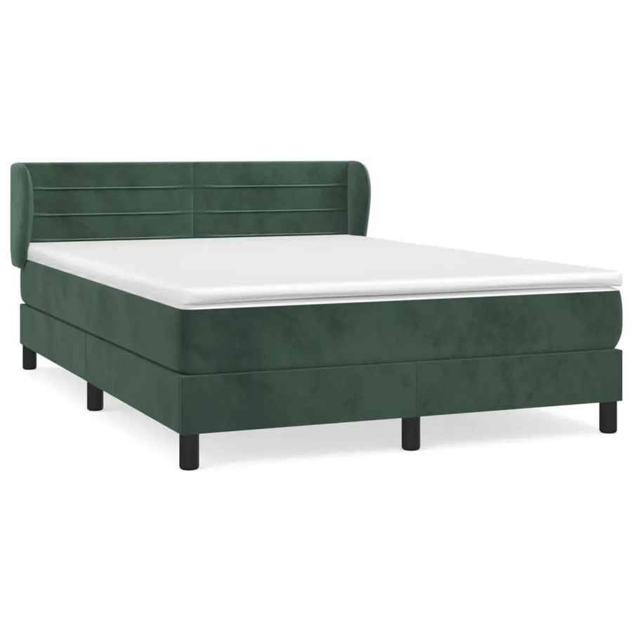 vidaXL Boxspringbett mit Matratze in Dunkelgrün aus Samt, Hybridbett mit Taschenfederkern, B/T/H: 140 x 200 x 147 cm - Bild 2