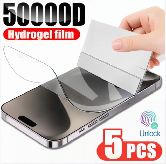 5er Pack Hydrogel-Displayschutz Folie für Apple iPhone 17 16 15 14 13 12 11 Pro Max Plus Mini SE XR XS transparent - Bild 1