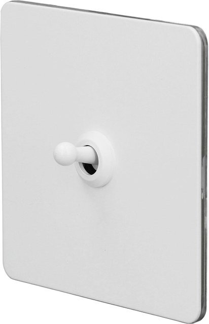 Wand-Kippschalter-Halterung aus Edelstahl mit weißer Metallplatte für Einzel- oder Doppelsteuerung, AC250V, quadratisch, bündig montiert - Bild 1