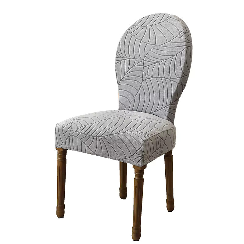 WANERQU Esszimmerstuhlbezug mit Blätter-Jacquard-Muster und elastischem Sitzschutz für runde Rücken - Bild 3