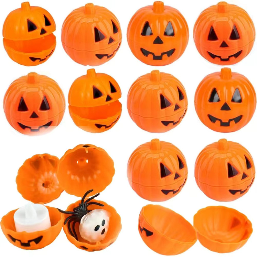 12er Set Halloween Kürbis Eimer aus Kunststoff in Orange zur Dekoration und als Süßigkeiten Behälter für Kinderpartys - Bild 3