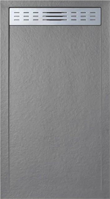 Frascio New Technology Duschwanne aus Mineralguss mit Line Slim-Seitengitter in Grau RAL 7037, B/T: 125 x 80 cm - Bild 1